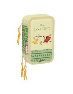 Pochette à crayons triple Mufasa Vert Beige 12,5 x 19,5 x 5,5 cm 37 Pièces