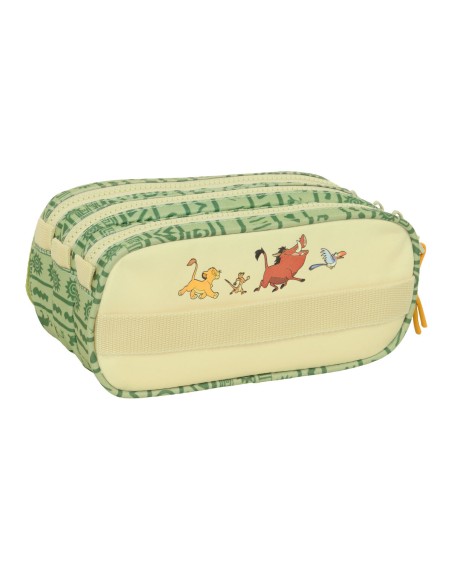 Trousse Fourre-Tout Triple Mufasa Vert Beige 21,5 x 10 x 8 cm