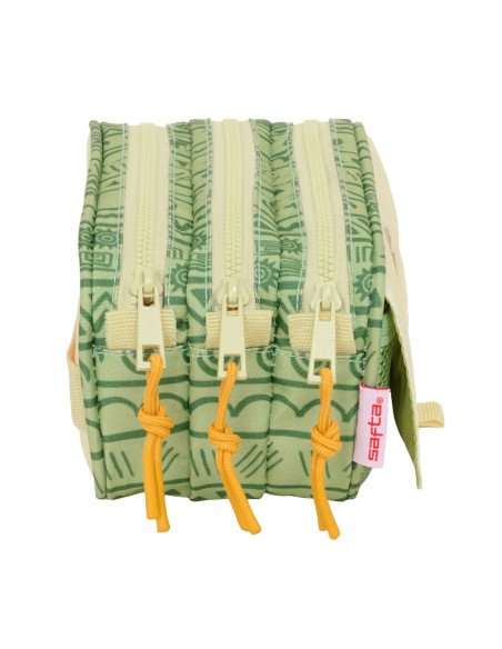 Trousse Fourre-Tout Triple Mufasa Vert Beige 21,5 x 10 x 8 cm