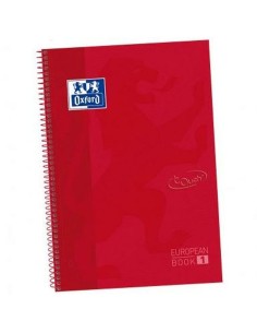 Cahier à Spirale Oxford Europeanbook 1 Write&Erase Rouge foncé A4+ 80 Volets Couvercle rigide