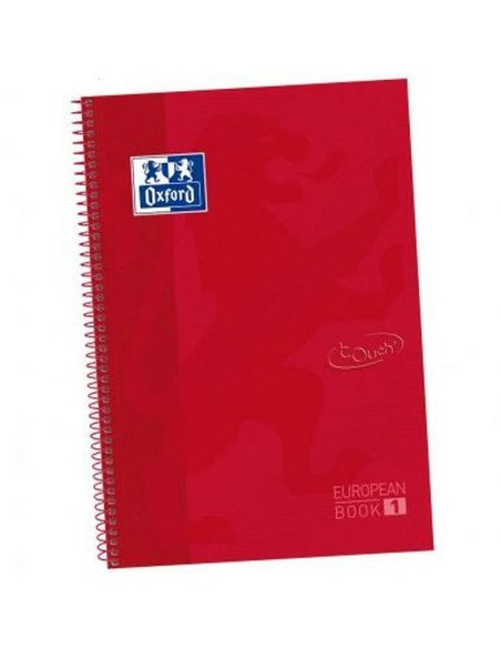 Cahier à Spirale Oxford Europeanbook 1 Write&Erase Rouge foncé A4+ 80 Volets Couvercle rigide
