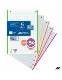 Rechange Oxford Multicouleur A4 250 Volets (10 Unités)