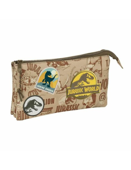 Trousse Fourre-Tout Triple Jurassic World Beige 22 x 12 x 3 cm