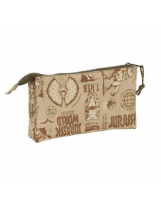 Trousse Fourre-Tout Triple Jurassic World Beige 22 x 12 x 3 cm 2
