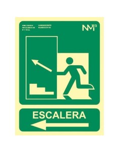 Panneau Archivo 2000 "SALIDA DE EMERGENCIA ESCALERA SUBE IZQUIERDA" PVC 22,4 x 30 cm
