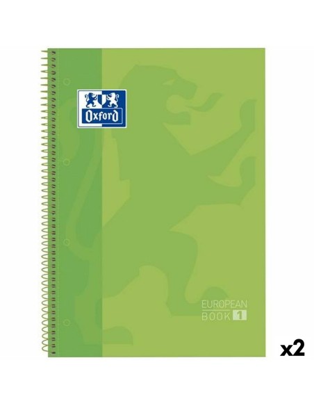 Cahier à Spirale Oxford Classic Europeanbook 1 Write&Erase Vert A4+ 80 Volets 5 Pièces (2 Unités)