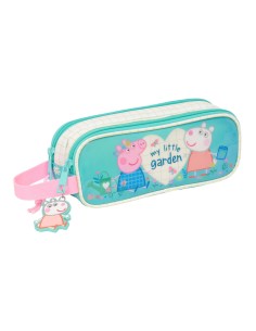 Trousse Fourre-Tout Double Peppa Pig Pretty flowers Jaune Menthe 21 x 8 x 6 cm