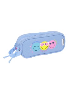 Trousse Fourre-Tout Double Smiley Joyful Multicouleur Bleu clair 21 x 8 x 6 cm