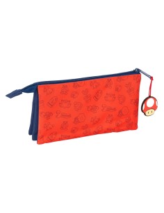 Trousse Fourre-Tout Triple Super Mario Trick Rouge Bleu foncé 22 x 12 x 3 cm 2