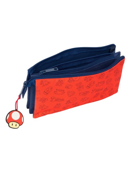 Trousse Fourre-Tout Triple Super Mario Trick Rouge Bleu foncé 22 x 12 x 3 cm