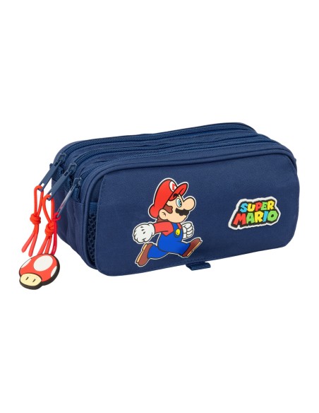 Trousse Fourre-Tout Triple Super Mario Trick Rouge Bleu foncé 21,5 x 10 x 8 cm
