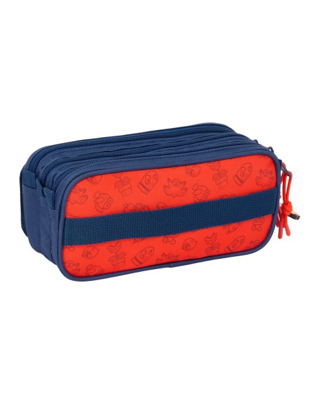Trousse Fourre-Tout Triple Super Mario Trick Rouge Bleu foncé 21,5 x 10 x 8 cm