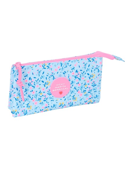 Trousse Fourre-Tout Triple Vicky Martín Berrocal Paraíso Rose Bleu clair 22 x 12 x 3 cm