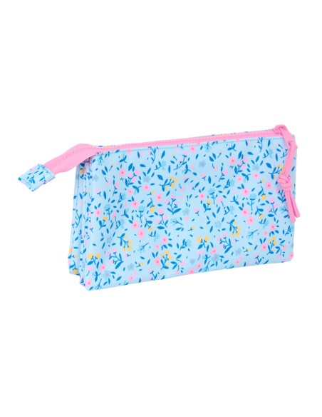 Trousse Fourre-Tout Triple Vicky Martín Berrocal Paraíso Rose Bleu clair 22 x 12 x 3 cm