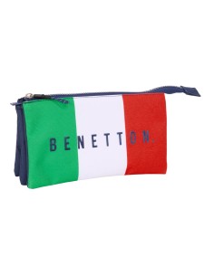 Trousse Fourre-Tout Triple Benetton Flag Blue marine 22 x 12 x 3 cm