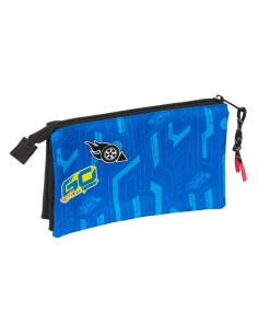 Trousse Fourre-Tout Triple Hot Wheels Let's race Bleu Noir 22 x 12 x 3 cm 2