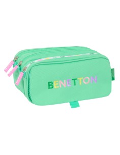 Trousse Fourre-Tout Triple Benetton Mint Vert 21,5 x 10 x 8 cm