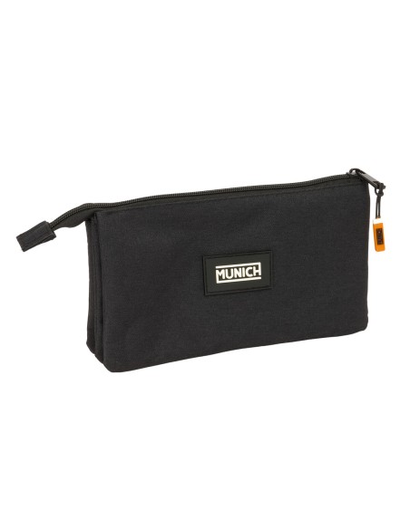 Trousse Fourre-Tout Triple Munich Lagoon Noir 22 x 12 x 3 cm