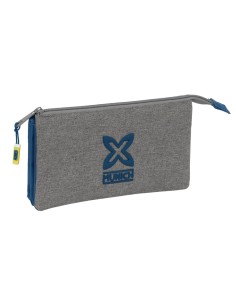 Trousse Fourre-Tout Triple Munich Street Bleu Gris 22 x 12 x 3 cm