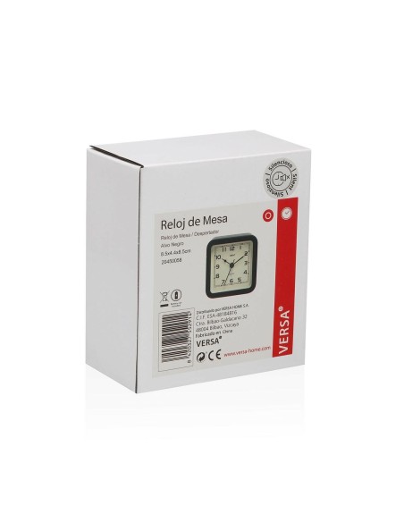 Horloge de table Versa Alvo Noir Plastique 4,5 x 8,5 x 8,5 cm