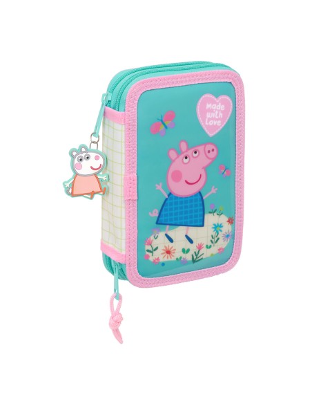 Trousse Scolaire avec Accessoires Peppa Pig Pretty flowers Jaune Menthe 12.5 x 19.5 x 4 cm 29 Pièces