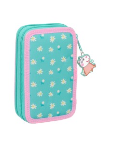 Trousse Scolaire avec Accessoires Peppa Pig Pretty flowers Jaune Menthe 12.5 x 19.5 x 4 cm 29 Pièces 2