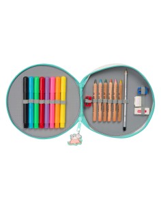 Trousse Scolaire avec Accessoires Peppa Pig Pretty flowers Jaune Menthe 18 Pièces 2