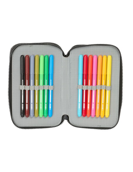 Trousse Scolaire avec Accessoires Munich Topo Noir 12.5 x 19.5 x 4 cm 29 Pièces