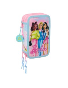 Trousse Scolaire avec Accessoires Barbie Painterly Rose Bleu ciel 12,5 x 19,5 x 5,5 cm 37 Pièces