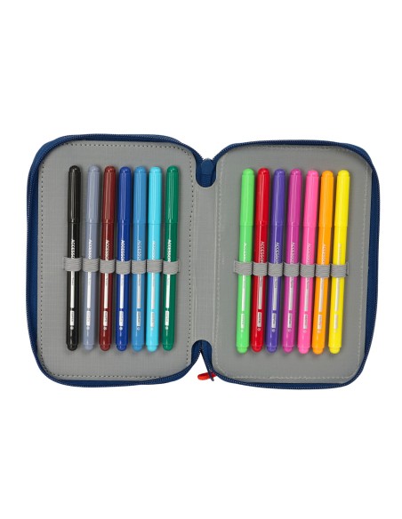 Trousse Scolaire avec Accessoires Super Mario Trick Rouge Bleu foncé 12,5 x 19,5 x 5,5 cm 37 Pièces