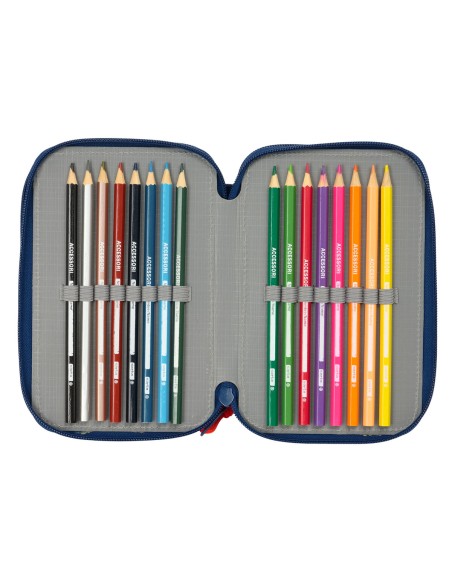 Trousse Scolaire avec Accessoires Super Mario Trick Rouge Bleu foncé 12,5 x 19,5 x 5,5 cm 37 Pièces