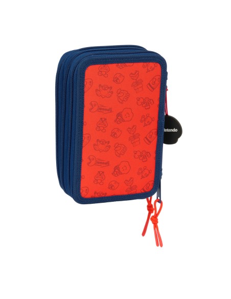 Trousse Scolaire avec Accessoires Super Mario Trick Rouge Bleu foncé 12,5 x 19,5 x 5,5 cm 37 Pièces