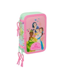 Trousse Scolaire avec Accessoires Disney Princess Bloom Rose Aigue marine 12,5 x 19,5 x 5,5 cm 37 Pièces