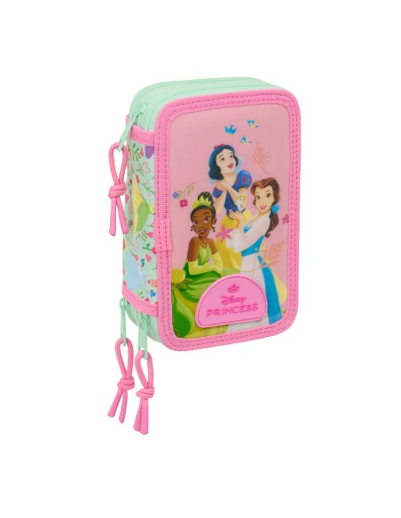 Trousse Scolaire avec Accessoires Disney Princess Bloom Rose Aigue marine 12,5 x 19,5 x 5,5 cm 37 Pièces