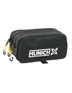 Trousse Fourre-Tout Triple Munich Topo Noir 21,5 x 10 x 8 cm