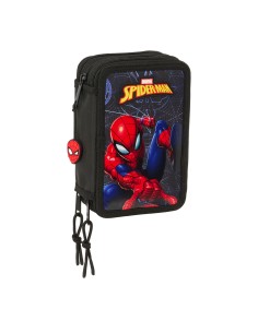 Trousse Scolaire avec Accessoires Spider-Man Attack Noir 12,5 x 19,5 x 5,5 cm 37 Pièces