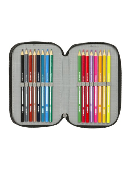 Trousse Scolaire avec Accessoires Spider-Man Attack Noir 12,5 x 19,5 x 5,5 cm 37 Pièces