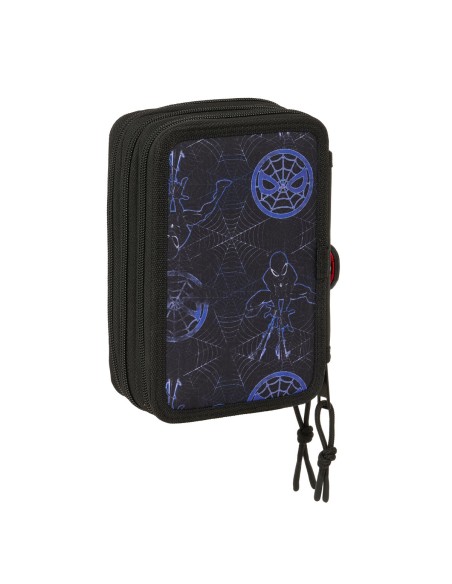 Trousse Scolaire avec Accessoires Spider-Man Attack Noir 12,5 x 19,5 x 5,5 cm 37 Pièces