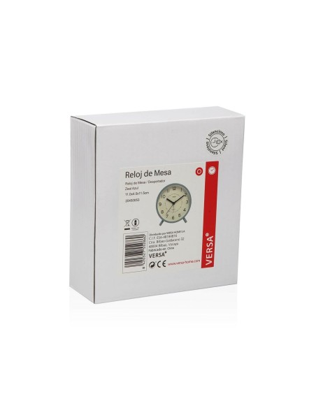 Horloge de table Versa Zeal Bleu Plastique 5,4 x 11,8 x 11 cm