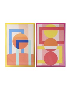 Cadre Home ESPRIT Jaune Rose Moderne Urbaine 80 x 3,3 x 120 cm (2 Unités)