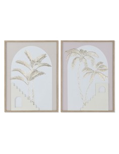 Cadre Home ESPRIT Blanc Beige Palmiers Scandinave 45 x 2,2 x 60 cm (2 Unités)