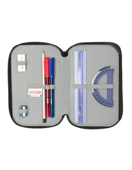 Pochette à crayons triple Safta Urban style Bleu Gris 12,5 x 19,5 x 5,5 cm 37 Pièces