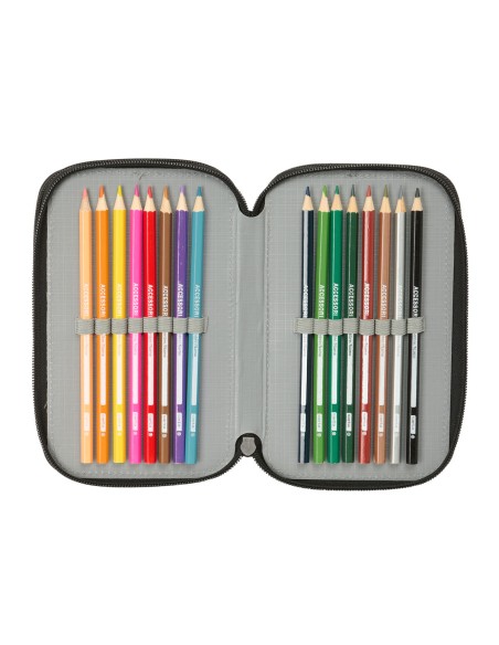 Pochette à crayons triple Safta Urban style Bleu Gris 12,5 x 19,5 x 5,5 cm 37 Pièces