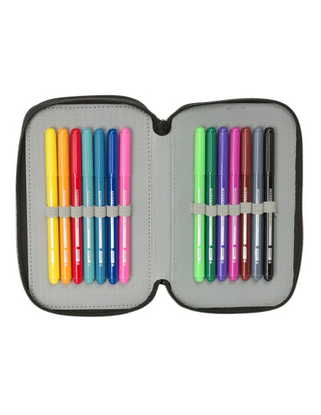 Pochette à crayons triple Safta Urban style Bleu Gris 12,5 x 19,5 x 5,5 cm 37 Pièces