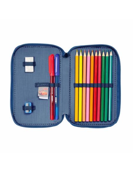 Plumier double Cars Racing Blue marine 12.5 x 19.5 x 4 cm Plumier double 29 Pièces