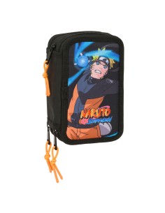 Pochette à crayons triple Naruto Noir 12,5 x 19,5 x 5,5 cm 37 Pièces