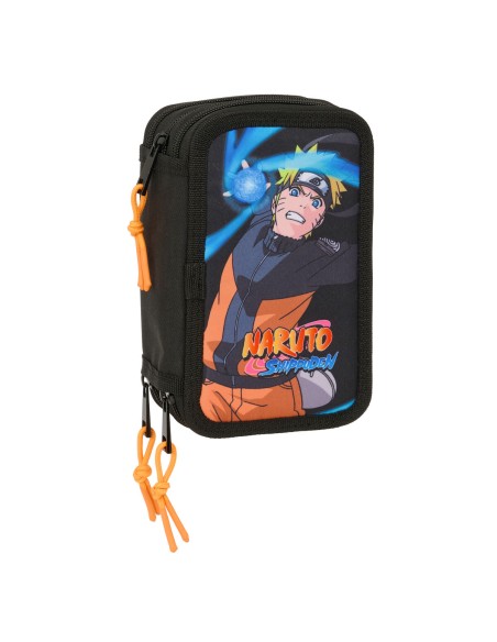 Pochette à crayons triple Naruto Noir 12,5 x 19,5 x 5,5 cm 37 Pièces