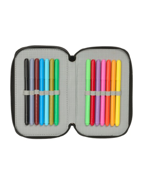 Pochette à crayons triple Naruto Noir 12,5 x 19,5 x 5,5 cm 37 Pièces