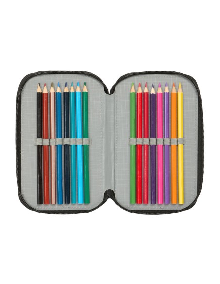 Pochette à crayons triple Naruto Noir 12,5 x 19,5 x 5,5 cm 37 Pièces