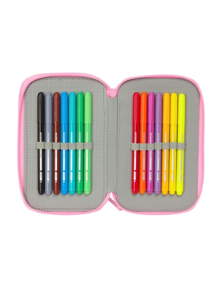 Pochette à crayons triple SuperKitties Rose Turquoise 12,5 x 19,5 x 5,5 cm 37 Pièces